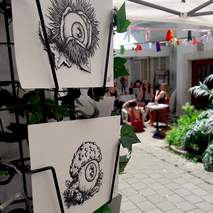 Photo du stand d'exposition de l'artiste Okograph au Vestibule 2019
