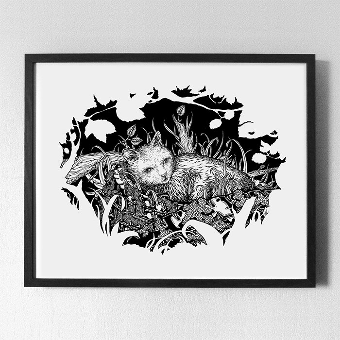 " Mon débris de maison : Le chat " - Stylos-feutres et encre de Chine sur papier - 42 × 29,7 cm - 2021